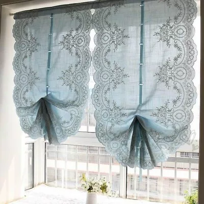 Tie Blinds Embroidered Lace Swags Door Curtain Panels Pelmet Valance Home Modern • £38.61