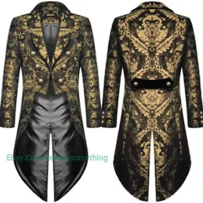 Mens Gothic Tuxedo Blazer Coats Party Dress Suit Steampunk Tailcoat Retro Jacket • $53.25