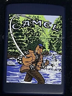 Zippo 1997 Joe Camel Fishing & Rod Navy Blue Matte Lighter Sealed In Box W324 • £48.20