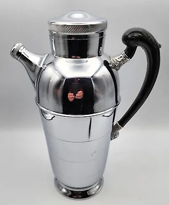 Farber Bros Krome Kraft Art Deco Chrome Cocktail Shaker Bakelite Handle • $69.95