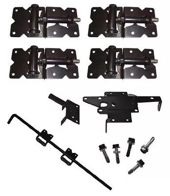 Self Closing Vinyl Fence Double Drive Gate Kit - Hinges Latch Drop Rod • $93.95