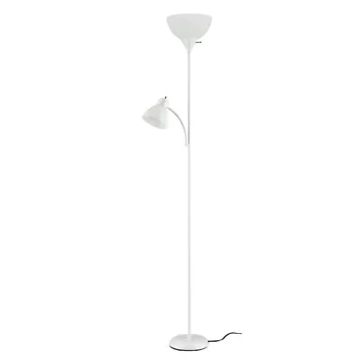 72  Combo Floor Lamp Adjustable Reading Light White Plastic Modern Young • $15