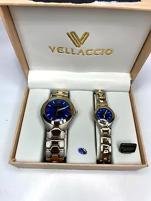 Vellaccio His & Hers Watch Set Champange Gold W/ Blue Face In Original Box • $41.95