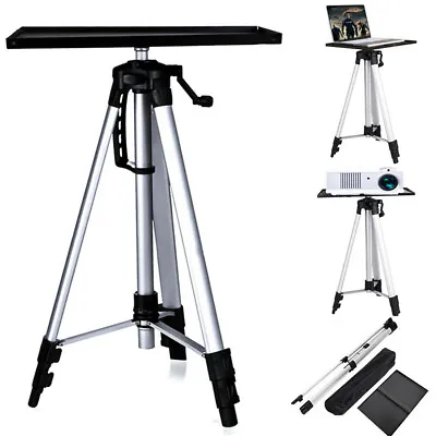 Aluminum Tripod Projector Stand Height Adjustable 17-55' Laptop Stand With Plate • £26.97