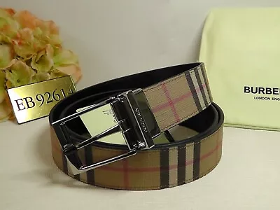 BURBERRY Archive Beige / Black Vintage Check E-Canvas Reversible Belt Size 105cm • $349.99