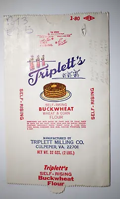 $12 • Buy Vintage Paper Sack Bag - TRIPLETT'S BUCKWHEAT, TRIPLETT MILLING, CULPEPER VA