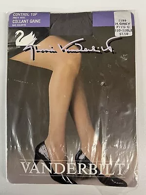 NIP VTG Gloria Vanderbilt Womens H. Grey Control Top Panty Hose 150-180 Lb • $5.99