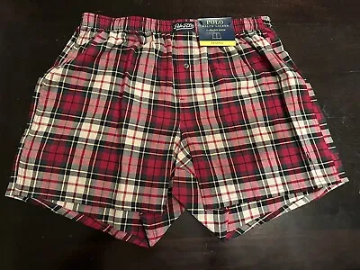 Polo RALPH LAUREN Underwear Red Multi Color Flannel Cotton Boxers Men's Size L • $19.99