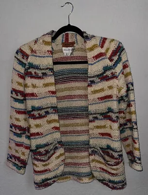 Vintage MISSONI Saks Fifth Avenue Striped Open Front Sweater Small Made In Italy • $88.88