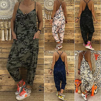 £16.19 • Buy Ladies Cami Lagenlook Romper Camo Baggy Harem Playsuit Women Jumpsuit Plus Size