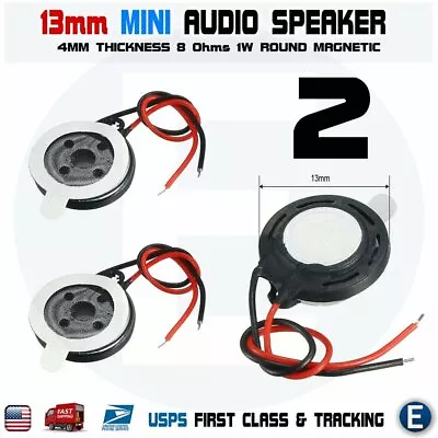 2pcs Speaker 13mm Dia 8 Ohm 1W 2-Wire Mini Micro Audio Magnetic For Arduino • $1.96