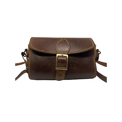 Vintage Mini FlapLeather Crossbody Shoulder Bag Brown Buckle Snap Front • $22.49