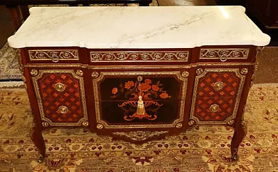 Louis XV French Style Inlaid White Marble Top Dresser Chest Commode • $3550