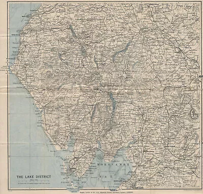 THE LAKE DISTRICT. Cumbria. WARD LOCK 1934 Old Vintage Map Plan Chart • £55