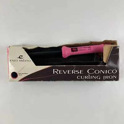 Enzo Milano Reverse Curling Conico Curling Iron Pink 9mm-25mm Teflon Barrel • $49.99