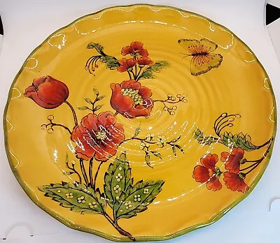 Poppy Gold By MAXCERA CORP Hand Painted Floral Serving Plate China  • $13