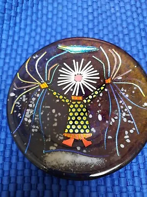 Laura Mendola SIGNED Iridescent Purple “Dancers” MADE IN ALASKA Art Glass Plate • $35