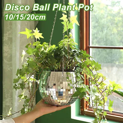 Disco Ball Planter Shape Hanging Plant Pot Flower Baskets Planters Hanging Wall • £7.82