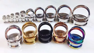 $8.50 • Buy PAIR Surgical Steel Screw Fit Tunnels Plugs Gauges Earlets - Choose Your Color!