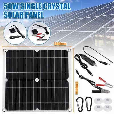50W 12V Portable Mono Solar Panel Trickle Charger Kit Car Battery Maintainer RV • £23.99
