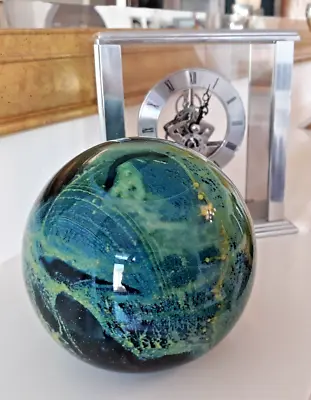 Vintage Signed Mdina Magnum Blue Summer (Sea & Sand) Art Glass Paperweight 1.9kg • £34.95