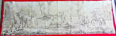 ANTIQUE TAPESTRY ~MIDDLE EAST SCENE: ARABIAN HORSE CAMELS PALM TREES~17  X 55  • $19.95
