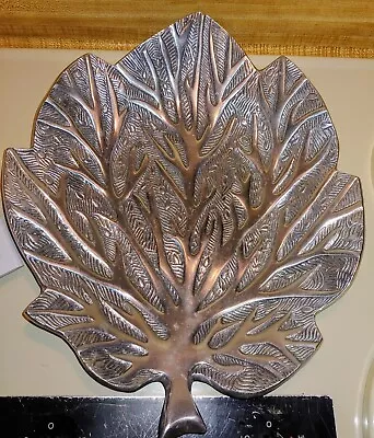 Large Silver Aluminum Metal Leaf Serving Tray Dish Bowl Decor 15 X12 X2.3  • $20