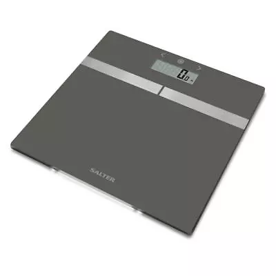 Salter Glass Analyser Bathroom Weighing Scale Body Fat Water BMI Black/Silver • £18.99