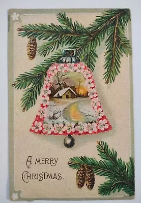 Vintage Christmas Postcard Winter Embossed Bell W3 • $5.95