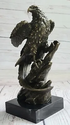 Large Bronze Eagle Sculpture By M. Lopez. Finest USA Bronze Hot Cast Casting Art • $179.40