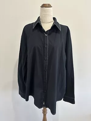 By Johnny Unisex Size S Black Long Sleeve Overstitched Oversized Cotton Shirt • $65
