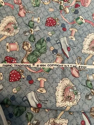 Vintage 1993 Fabric Traditions Sewing Themed. Vintage Fabric. 1 YARD. Quilting • $19.50