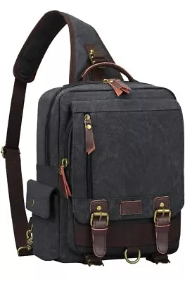 S-ZONE Sling Canvas Cross Body 13 Inch Laptop Messenger Bag Shoulder Backpack • $36