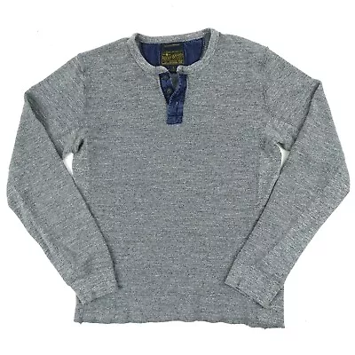 Lucky Brand Lived In Thermal Henley Adult Size S Long Sleeve Gray Cotton Knit • $8.99