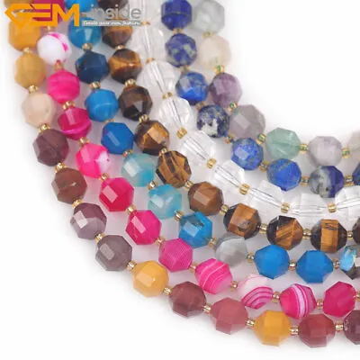 Natural Gemstone Bicone Faceted Loose Beads For Jewelry Making 6mm 8mm 10mm 12mm • $10.54