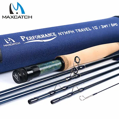 $76 • Buy Maxcatch 3WT 10ft 6Sec Nymph Travel Fly Fishing Rod Graphite IM10 Fast Action