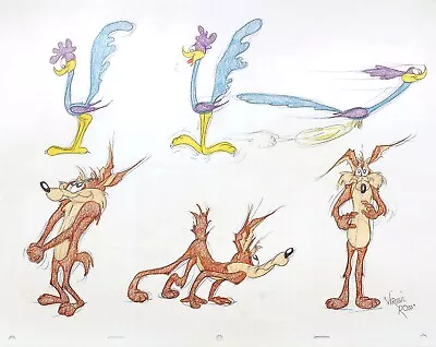 6 ORIGINAL DRAWINGS - Wile E. Coyote & The Road Runner - Signed By Virgil Ross • $375