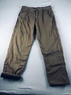 Vtg Wrangler Fleece Lined Jeans Mens 36x34 Tan Workwear Outdoor • $18.89