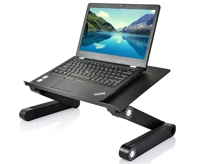 $21.99 • Buy Laptop Stand / Desk-Portable Folding Aluminium Ergonomic Adjustable Height Black