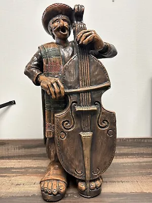 Vintage 1968 Progressive Art Products Chalk Ware Mexican Musician On Cello • $135