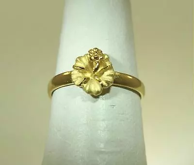 7mm Yellow Gold Plated 925 Ster Silver Matted Hawaiian Hibiscus Flower Toe Ring • £8.63