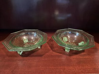 Set Of 2 Vintage Uranium Vaseline Glass Bowls Dishes • $24.99