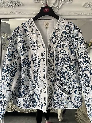 River Island Blue Paisley Quilted Jacket Large 14-16-18 • £15