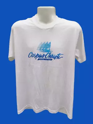 Vintage 80s 90s T Shirt Large 50/50 Sailing Corpus Christi Padre Island TEXAS • $15