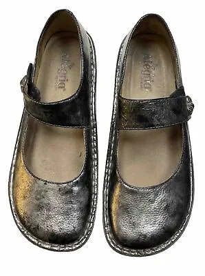 Alegria Paloma Pro Chain Mail Mary Jane Silver Shoes Nursing 40 EURO 10 US • $14.99
