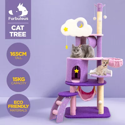 Furbulous 1.6m Star & Moon Cat Tree Tower Scratcher Scratching Post Condo House • $159.95