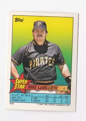 1989 Topps Super Star Sticker Cards Mike LaValliere #56 - Stickers 163 & 268 • $1.45