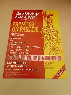 Danny La Rue Peter Vroom Privates On Parade Mansfield Theatre Flyer 1991 • £5