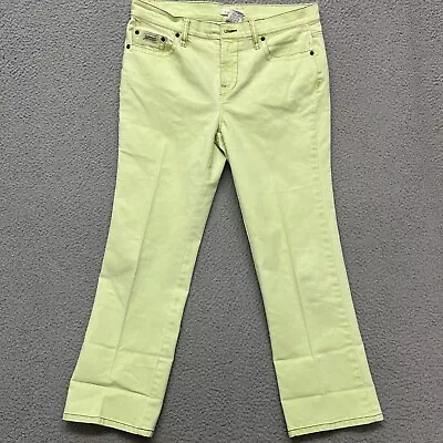 Z Cavaricci Jeans Womens 10 Lime Green Straight Leg Denim Womens 34 X 27 • $14.88