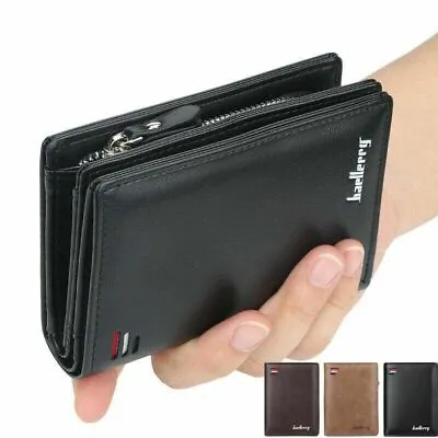 $16.86 • Buy Men's Leather RFID Wallet Designer Card ID Protection With Zipper Coin Purse